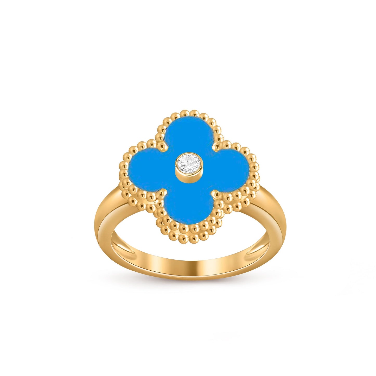 [Zalyn]LUCKY CLOVER DIAMOND-ACCENT GOLD RING COLLECTION