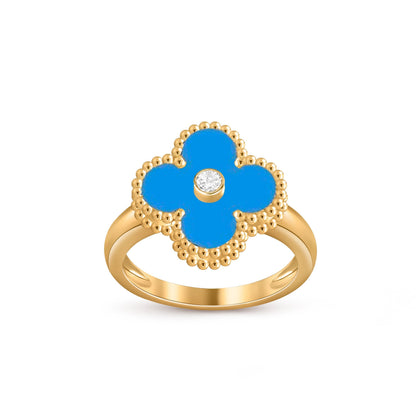 [Zalyn]LUCKY CLOVER DIAMOND-ACCENT GOLD RING COLLECTION
