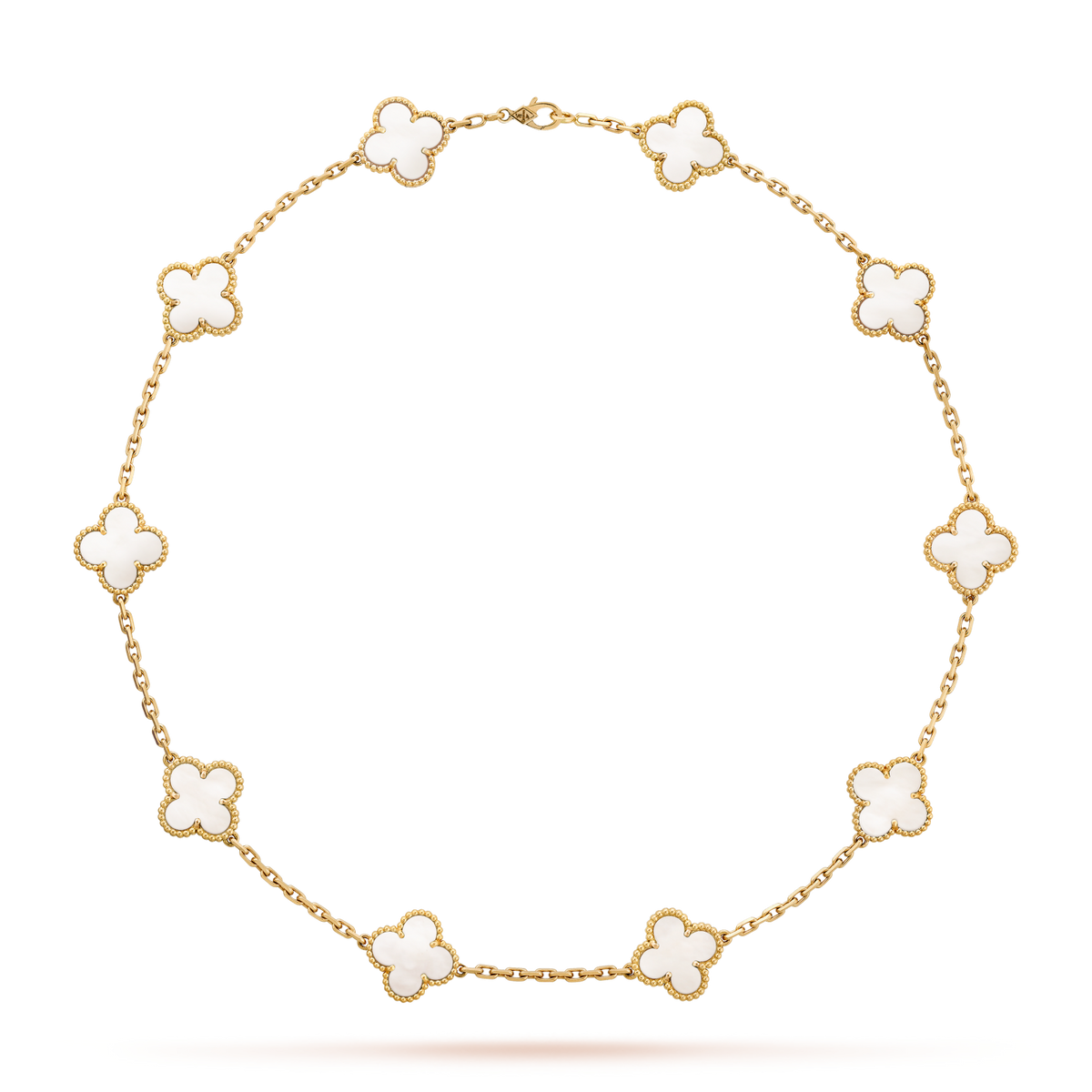 [Zalyn Jewelry ]CLOVER 10 MOTIFS WHITE MOTHER OF PEARL NECKLACE