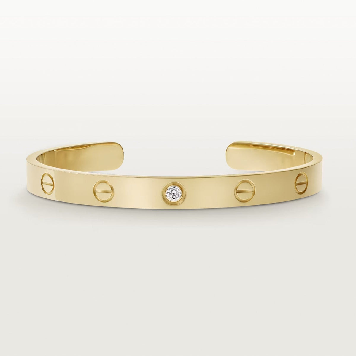 [Zalyn Jewelry ]LOVE BRACELET 6.1MM 1 DIAMOND OPEN CUFF