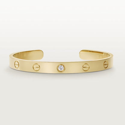 [Zalyn Jewelry ]LOVE BRACELET 6.1MM 1 DIAMOND OPEN CUFF