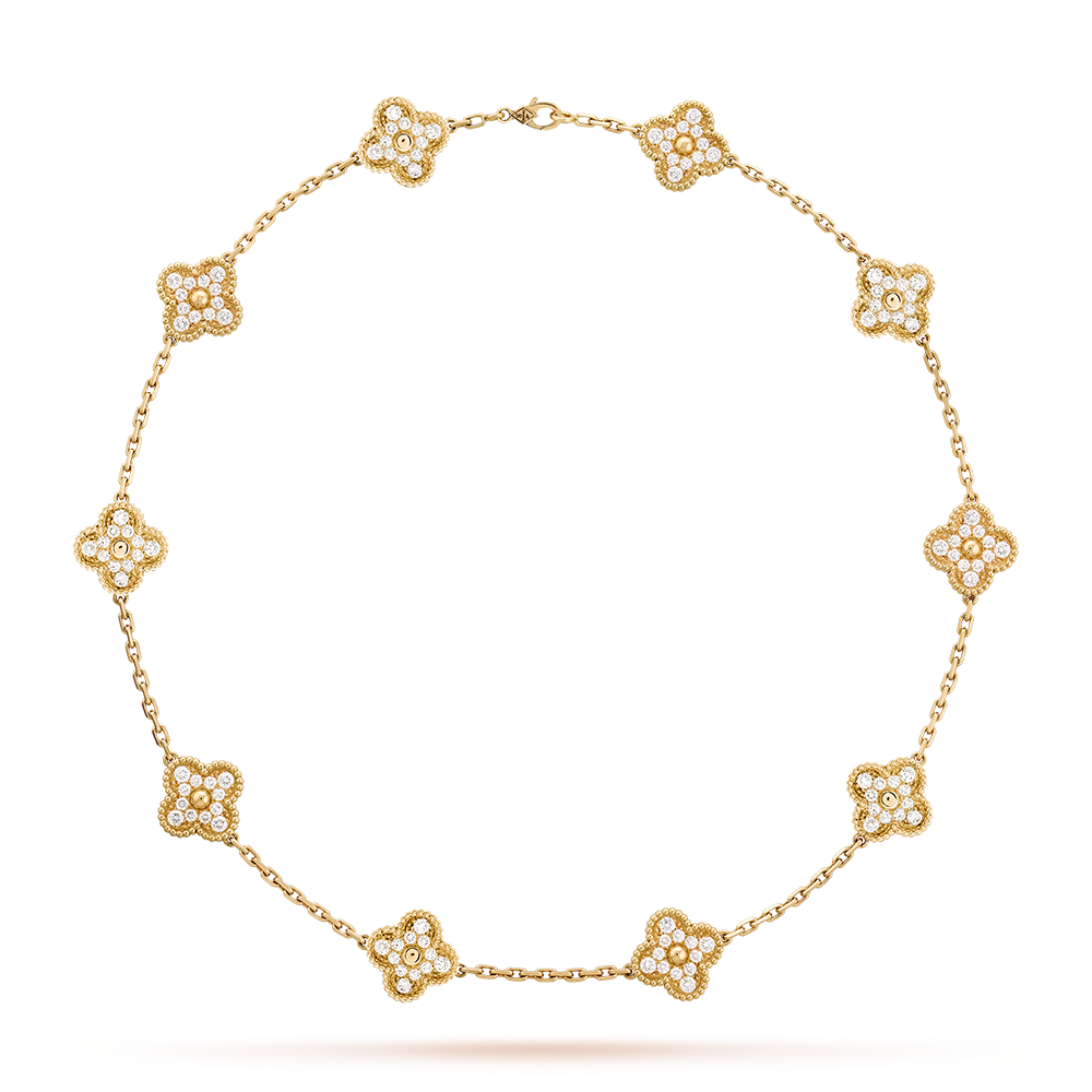 [Zalyn Jewelry ]CLOVER 10 MOTIFS DIAMOND NECKLACE