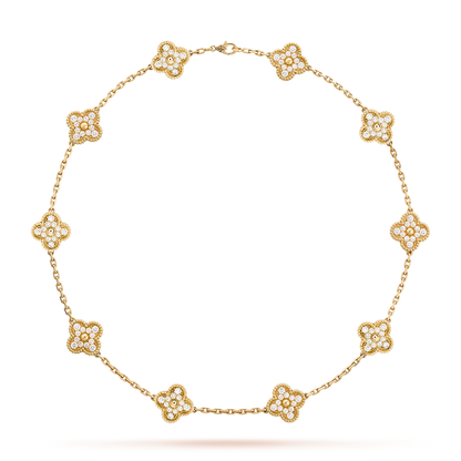 [Zalyn Jewelry ]CLOVER 10 MOTIFS DIAMOND NECKLACE