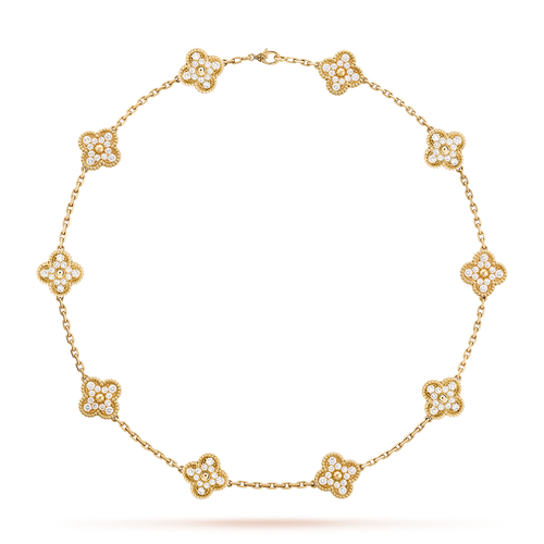 [Zalyn Jewelry ]CLOVER 10 MOTIFS DIAMOND NECKLACE