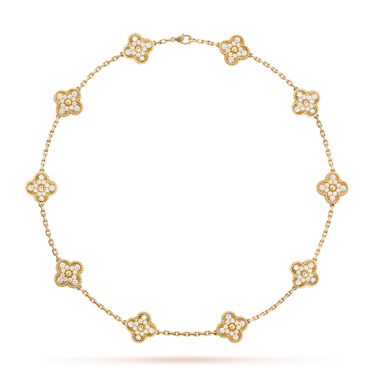 [Zalyn Jewelry ]CLOVER 10 MOTIFS DIAMOND NECKLACE