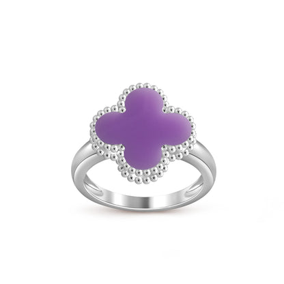 [Zalyn]LUCKY CLOVER VINTAGE WHITE GOLD RING COLLECTION