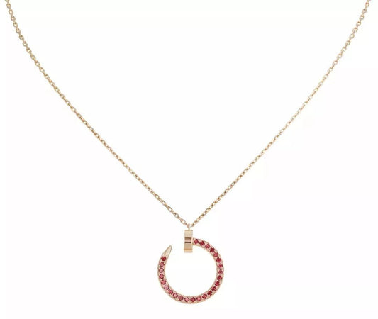 [Zalyn Jewelry ]JUSTE NECKLACE GOLD RED DIAMONDS