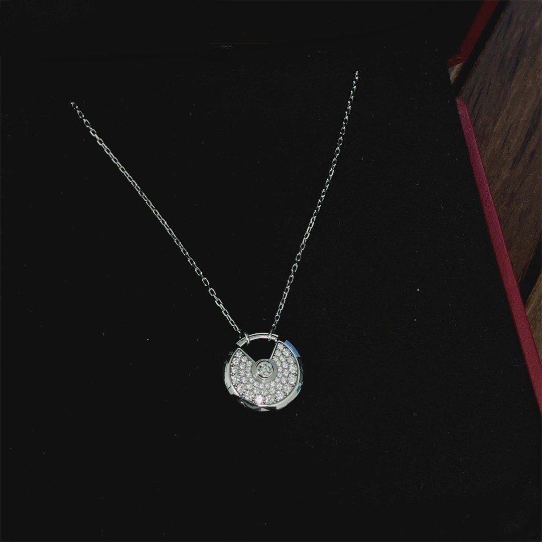 [Zalyn Jewelry ]AMULETTE SILVER FULL DIAMOND NECKLACE