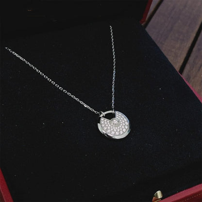 [Zalyn Jewelry ]AMULETTE SILVER FULL DIAMOND NECKLACE