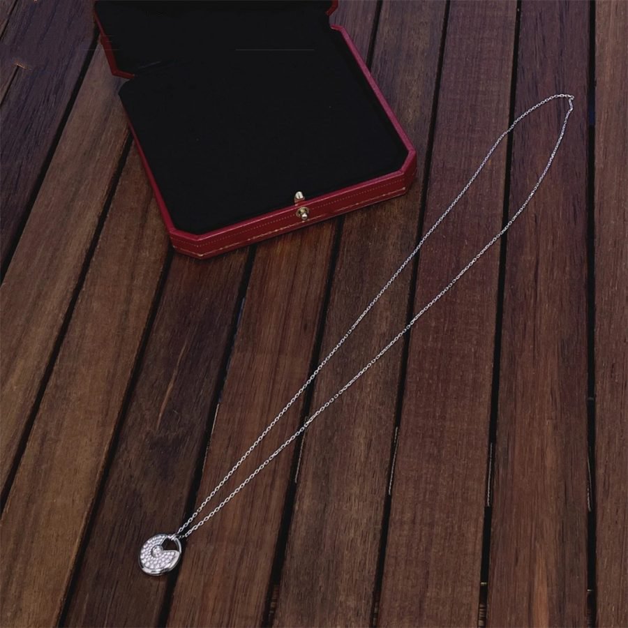 [Zalyn Jewelry ]AMULETTE SILVER FULL DIAMOND NECKLACE