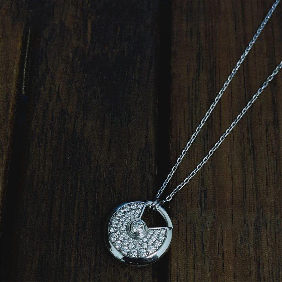 [Zalyn Jewelry ]AMULETTE SILVER FULL DIAMOND NECKLACE