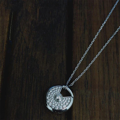 [Zalyn Jewelry ]AMULETTE SILVER FULL DIAMOND NECKLACE