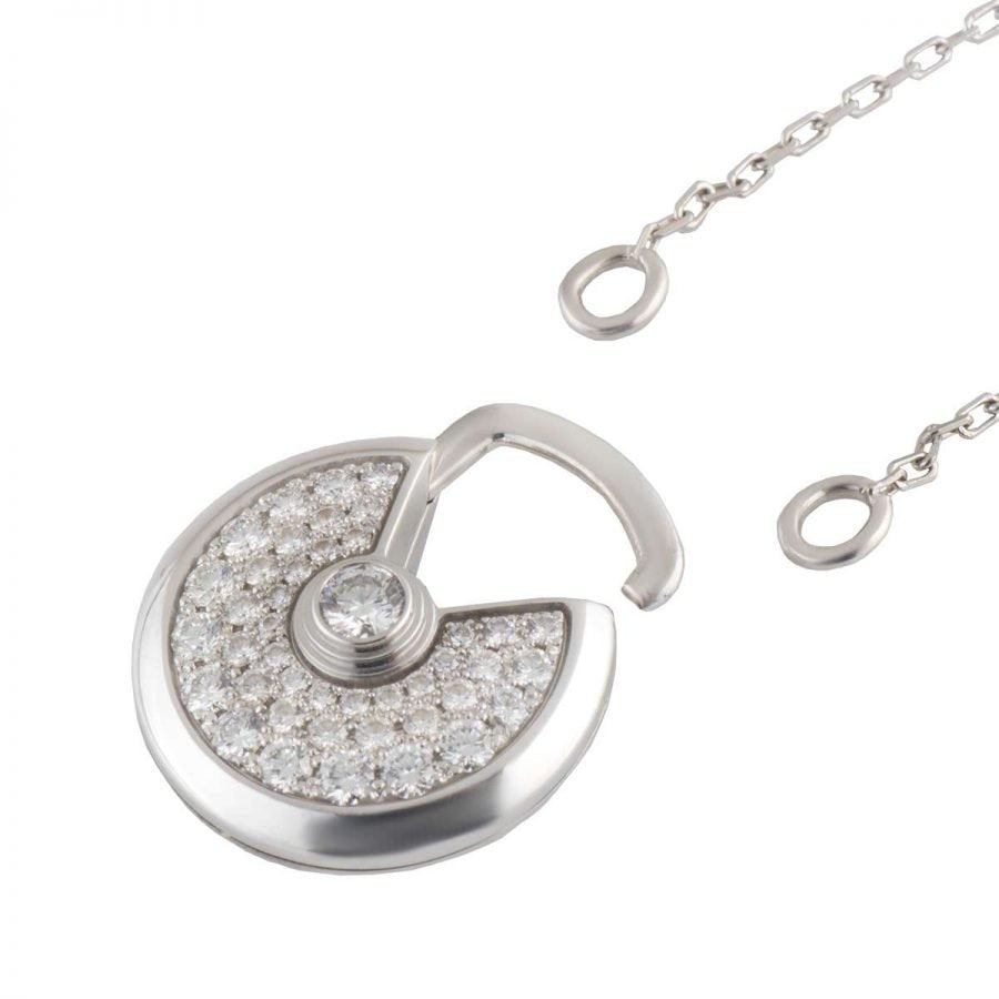 [Zalyn Jewelry ]AMULETTE SILVER FULL DIAMOND NECKLACE