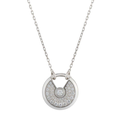 [Zalyn Jewelry ]AMULETTE SILVER FULL DIAMOND NECKLACE
