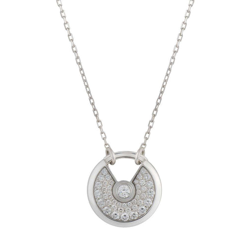 [Zalyn Jewelry ]AMULETTE SILVER FULL DIAMOND NECKLACE