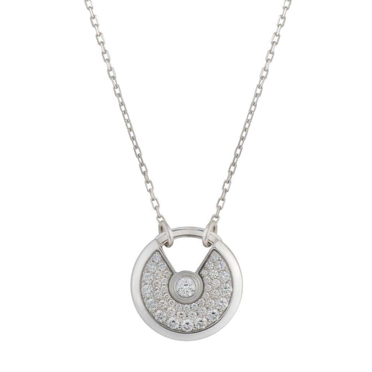 [Zalyn Jewelry ]AMULETTE SILVER FULL DIAMOND NECKLACE
