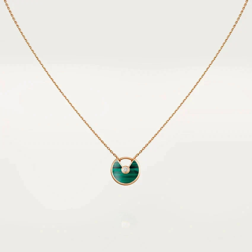 [Zalyn Jewelry ]AMULETTE ROSE GOLD MALACHITE NECKLACE