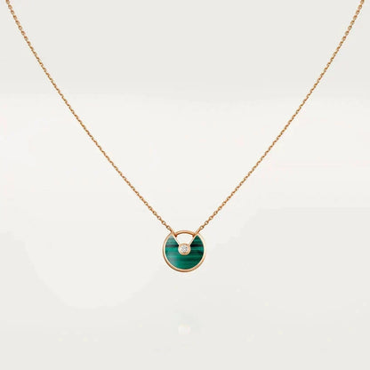 [Zalyn Jewelry ]AMULETTE ROSE GOLD MALACHITE NECKLACE