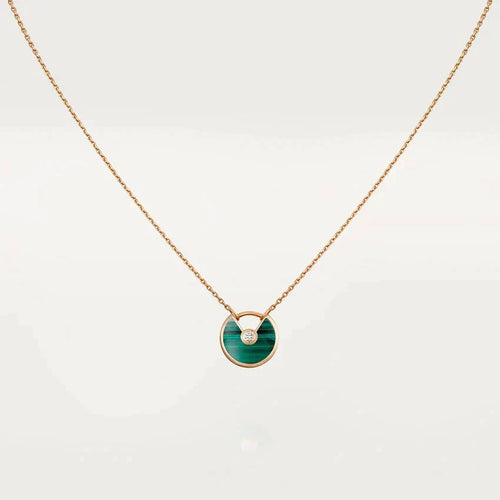 [Zalyn Jewelry ]AMULETTE ROSE GOLD MALACHITE NECKLACE