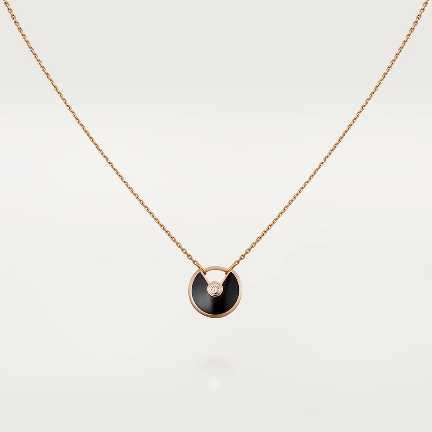 [Zalyn Jewelry ]AMULETTE ROSE GOLD ONYX NECKLACE
