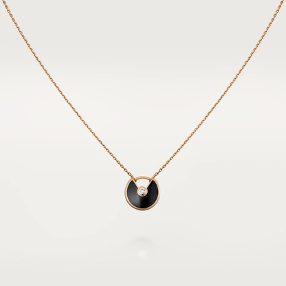 [Zalyn Jewelry ]AMULETTE ROSE GOLD ONYX NECKLACE