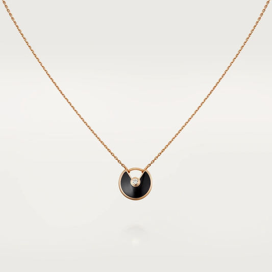 [Zalyn Jewelry ]AMULETTE ROSE GOLD ONYX NECKLACE