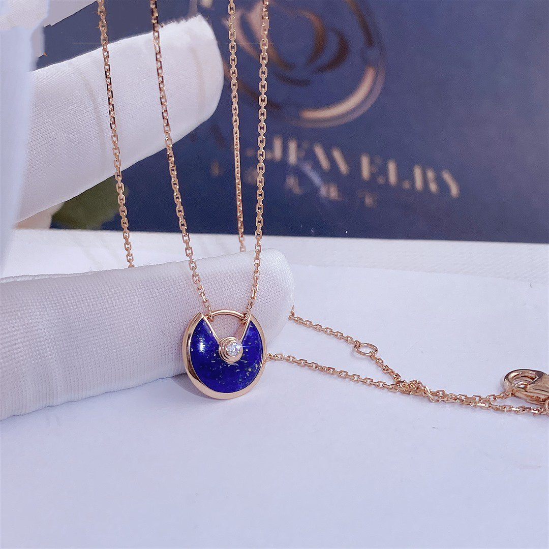 [Zalyn Jewelry ]AMULETTE ROSE GOLD AGATE NECKLACE