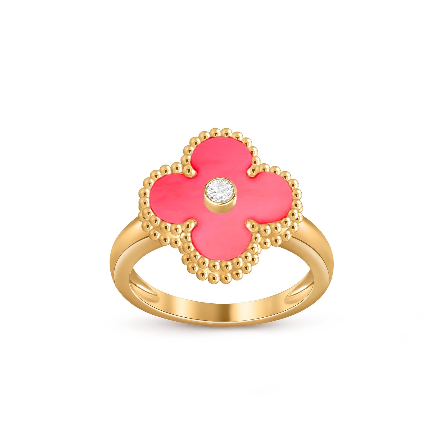 [Zalyn]LUCKY CLOVER DIAMOND-ACCENT GOLD RING COLLECTION