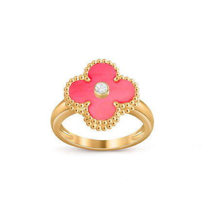 [Zalyn]LUCKY CLOVER DIAMOND-ACCENT GOLD RING COLLECTION