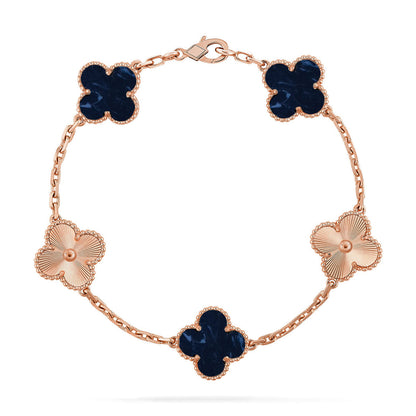 [Zalyn]LUCKY CLOVER 5-MOTIF BRACELET - PIETERSITE COLLECTION