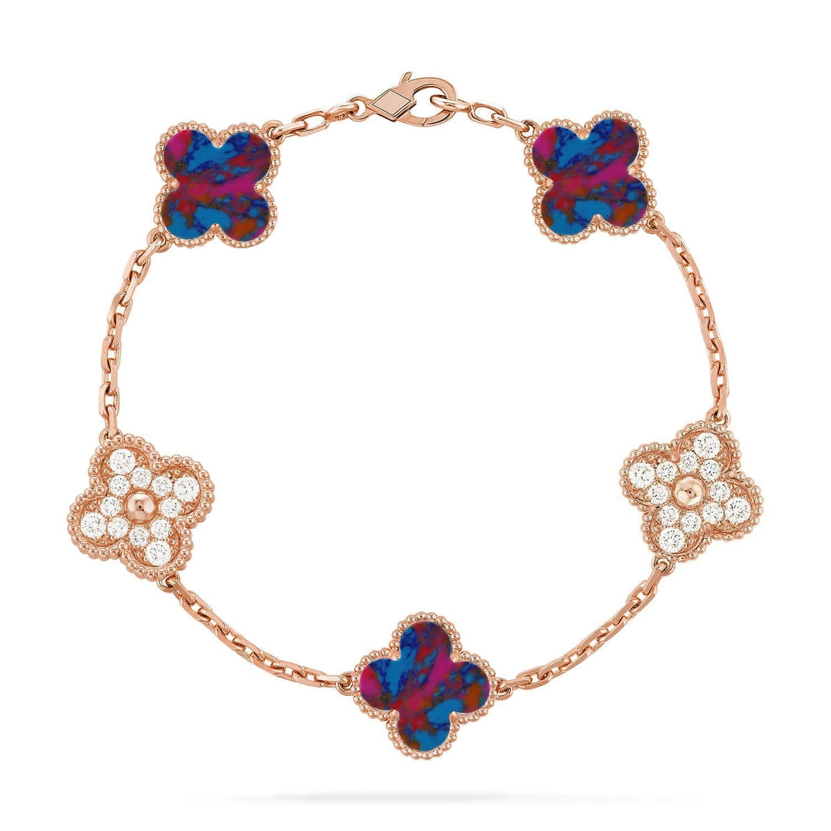 [Zalyn Jewelry ]CLOVER 5 MOTIF COLOR GEMSTONES BRACELET COLLECTION