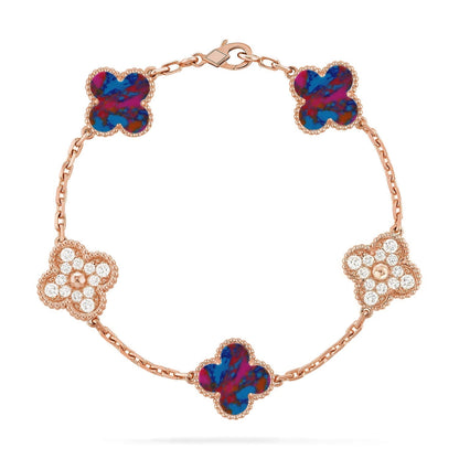[Zalyn Jewelry ]CLOVER 5 MOTIF COLOR GEMSTONES BRACELET COLLECTION