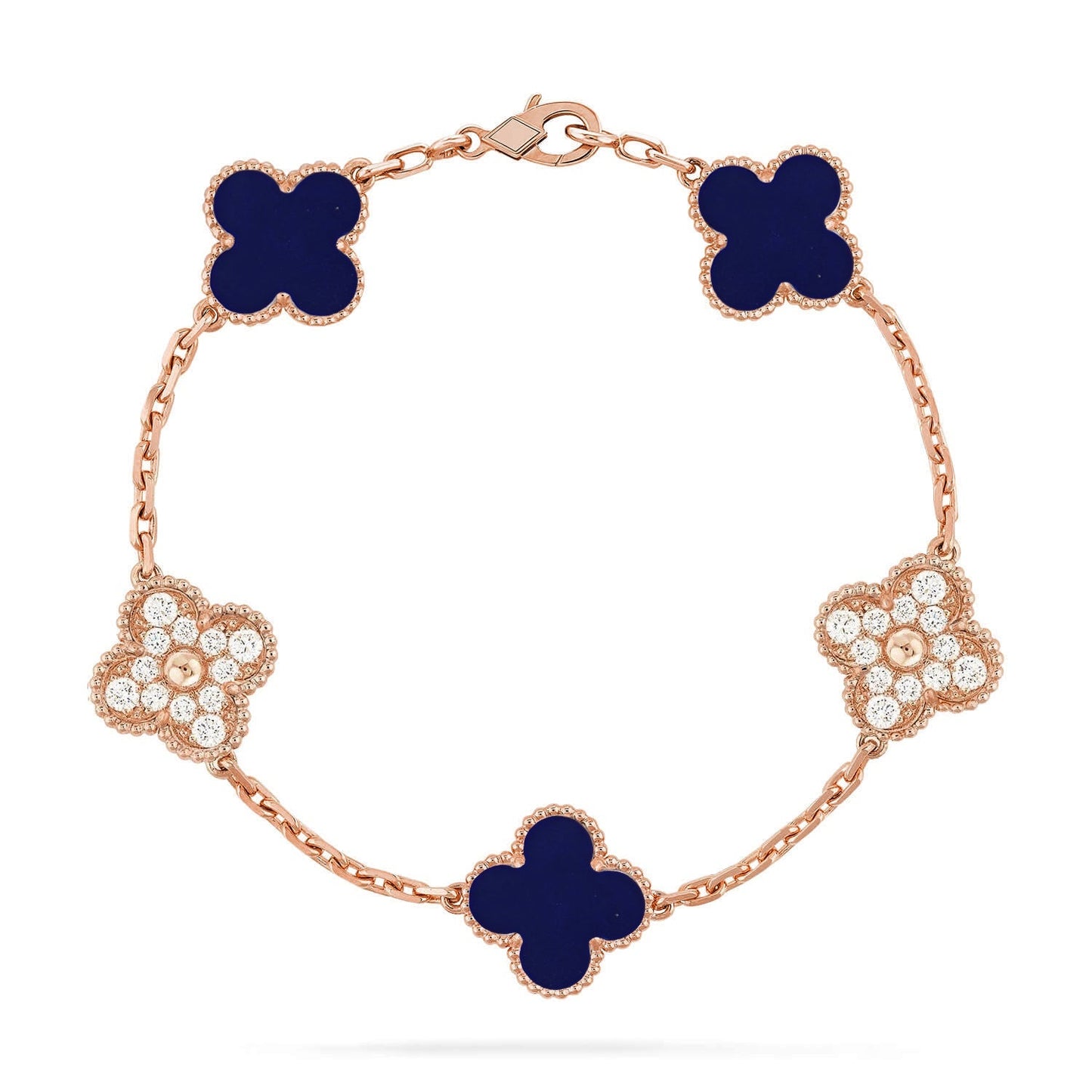[Zalyn]LUCKY CLOVER 5-MOTIF BRACELET - LAPIS LAZULI COLLECTION
