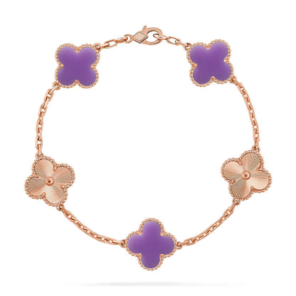 [Zalyn]LUCKY CLOVER 5-MOTIF BRACELET - LAVENDER COLLECTION