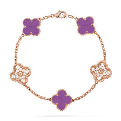 [Zalyn]LUCKY CLOVER 5-MOTIF BRACELET - VIOLET COLLECTION