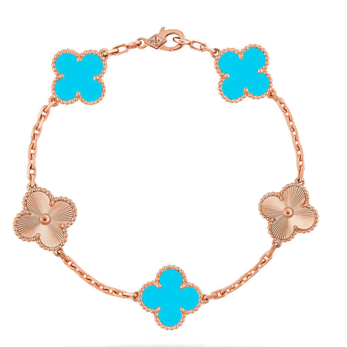 [Zalyn]LUCKY CLOVER 5-MOTIF BRACELET - TURQUOISE COLLECTION