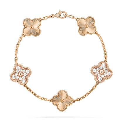[Zalyn]LUCKY CLOVER 5-MOTIF BRACELET - LASER COLLECTION