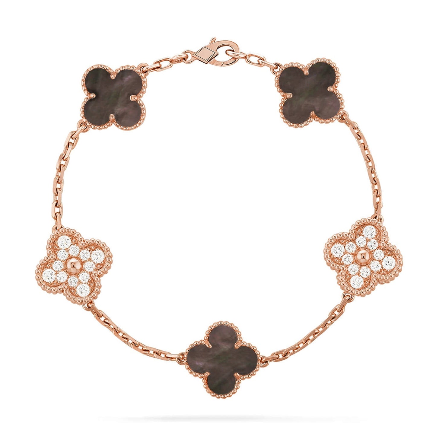 [Zalyn]LUCKY CLOVER 5-MOTIF BRACELET - GREY MOTHER-OF-PEARL COLLECTION