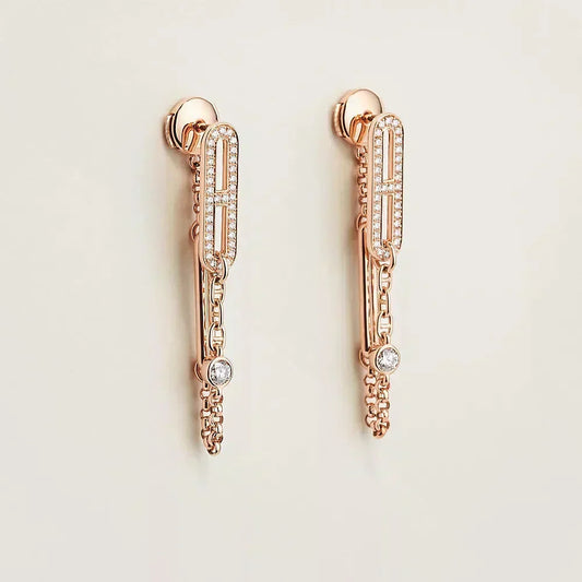 [Zalyn Jewelry ]CHAINE CHAOS DIAMOND DROP EARRINGS