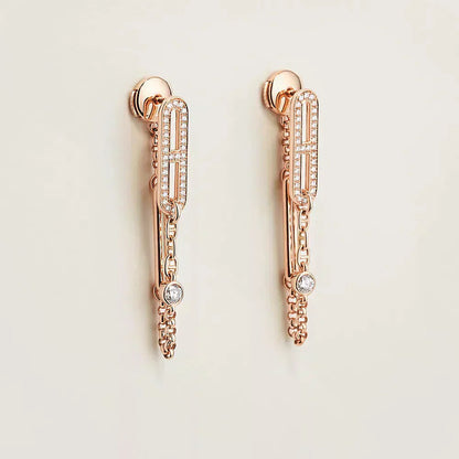 [Zalyn]CHAINE CHAOS DIAMOND DROP EARRINGS