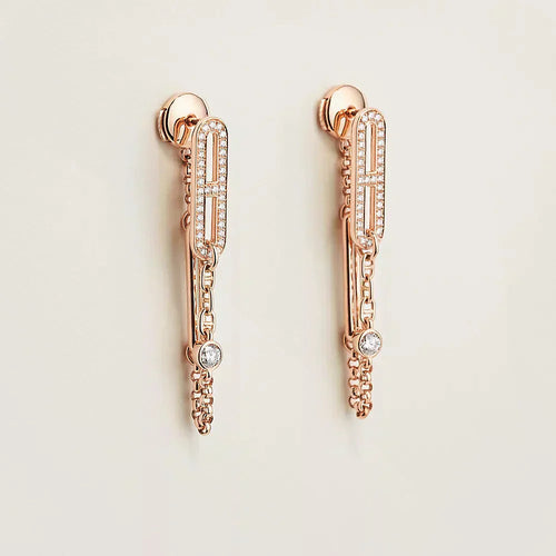[Zalyn]CHAINE CHAOS DIAMOND DROP EARRINGS