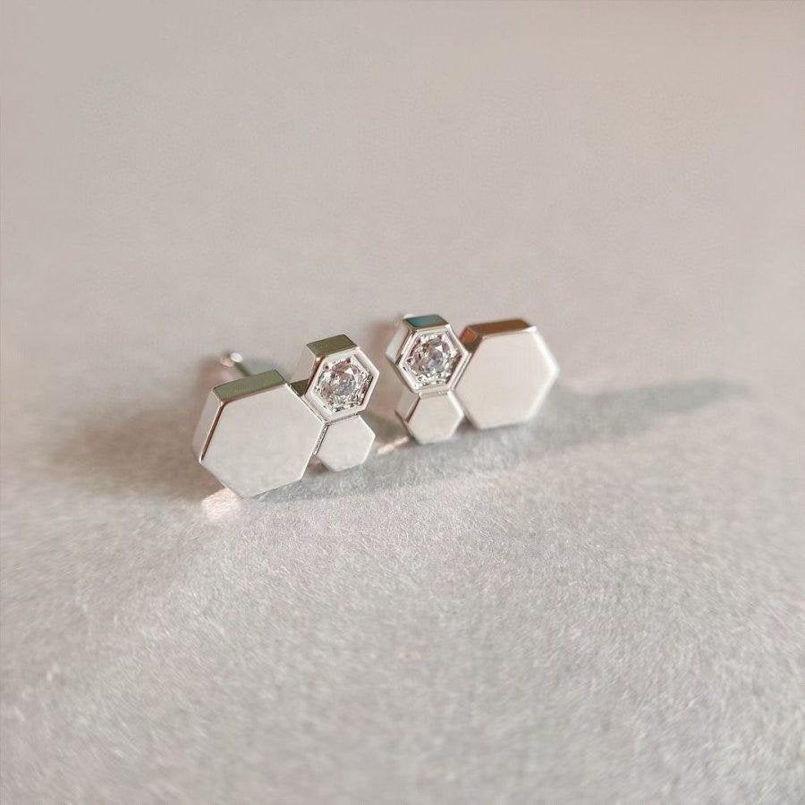 [Zalyn]BEE LOVE SILVER DIAMOND EARRINGS