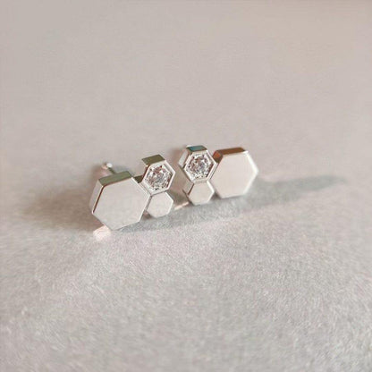 [Zalyn]BEE LOVE SILVER DIAMOND EARRINGS