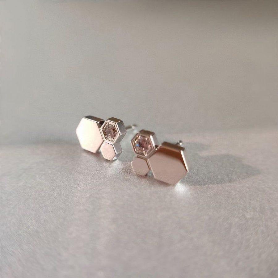 [Zalyn]BEE LOVE SILVER DIAMOND EARRINGS