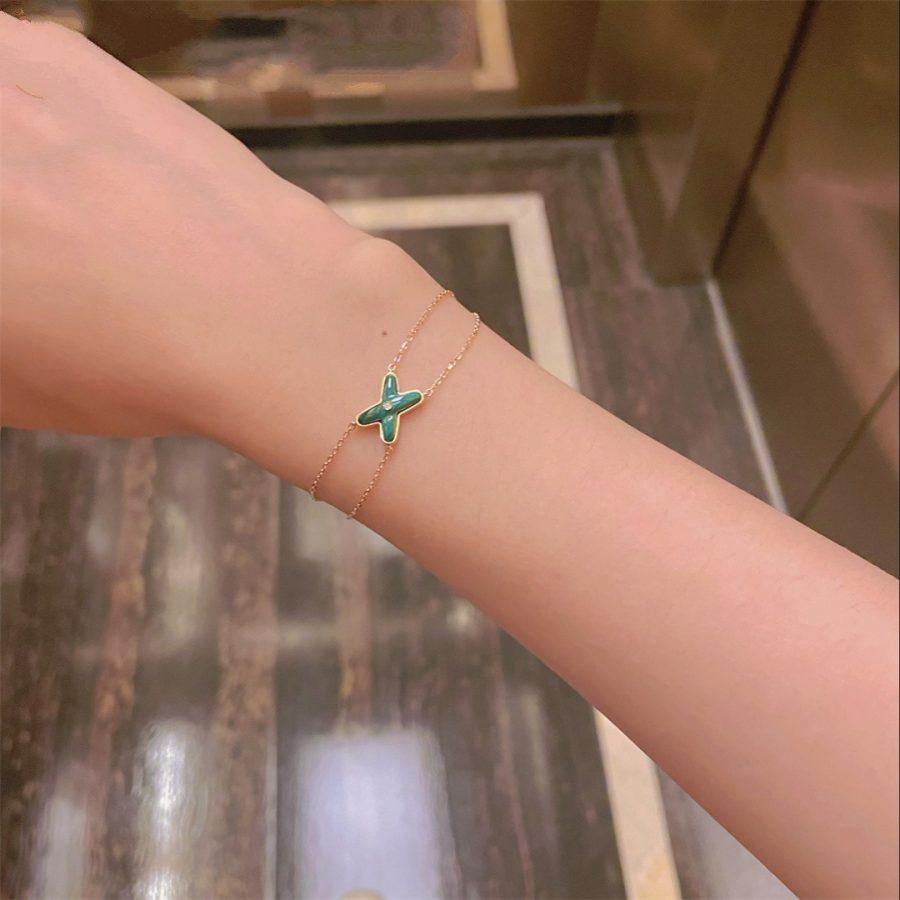 [Zalyn]JEUX BRACELET MALACHITE ROSE GOLD 1 DIAMOND