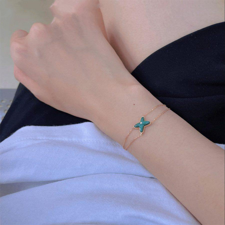 [Zalyn]JEUX BRACELET MALACHITE ROSE GOLD 1 DIAMOND
