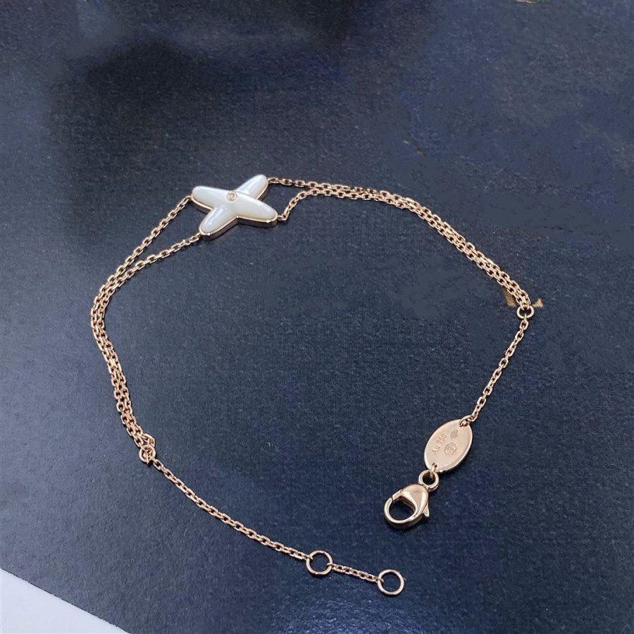 [Zalyn]JEUX BRACELET WHITE MOP ROSE GOLD 1 DIAMOND