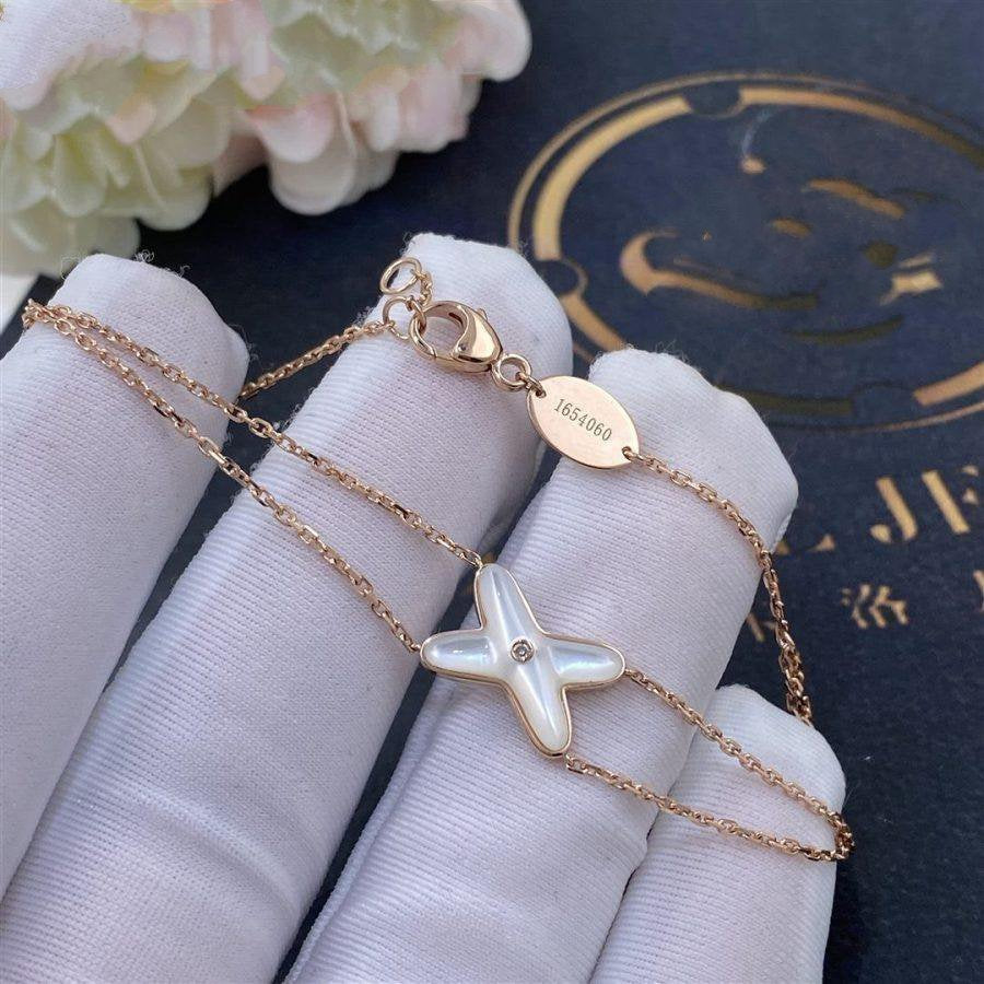 [Zalyn]JEUX BRACELET WHITE MOP ROSE GOLD 1 DIAMOND