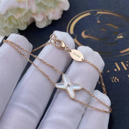[Zalyn]JEUX BRACELET WHITE MOP ROSE GOLD 1 DIAMOND
