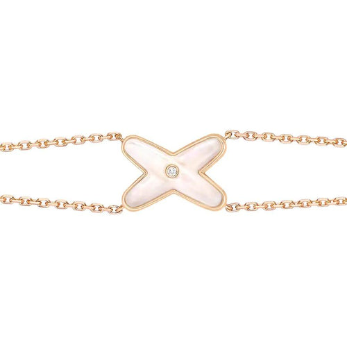 [Zalyn]JEUX BRACELET WHITE MOP ROSE GOLD 1 DIAMOND